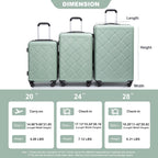 Luggage Sets 3 Piece, Suitcases with Double Spinner Wheel,Suitcase Set ABS Hard Case Luggage with Travel Duffle Bag
