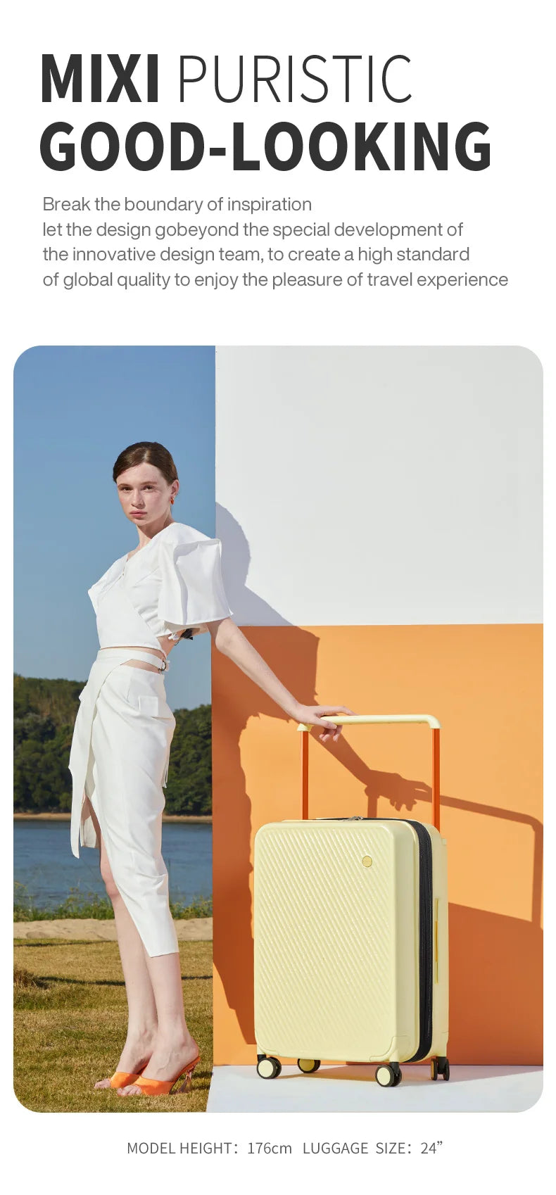 Mixi Expandable Carry On Luggage Lightweight Large Capacity Wide Handle PC Travel Suitcases Spinner Wheels TSA Lock 20 24 Inch
