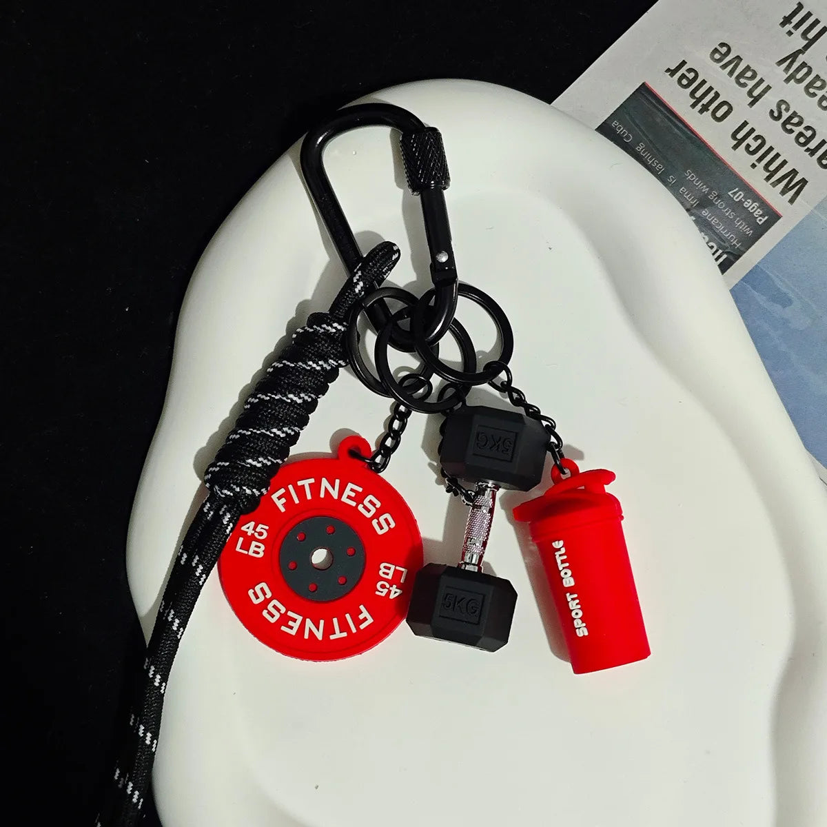 2025 HOT! Fitness Keychain Gym Barbell Key chain Weightlifting Keyring Silicone Weight Plate Gym Gifts Workout Gifts Bag gift