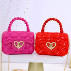 Fashion Kids PU Leather Crossbody Bags Girls Heart Shoulder Bags Children Mini Coin Purses Jelly Bag Kids Handbag Gifts