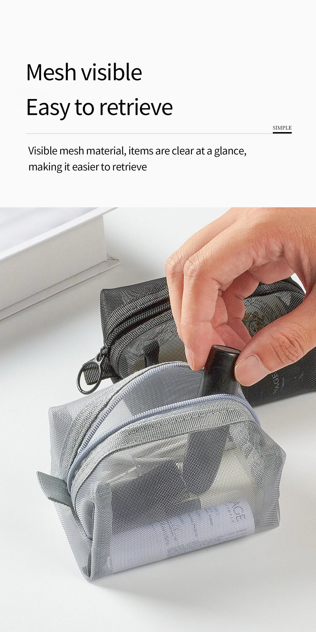 Multipurpose Breathable Square Mesh Storage Pouch Lightweight Mini Wash Bag Mini Zipper Coin Purse Large Capacity Coin Purse