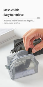 Multipurpose Breathable Square Mesh Storage Pouch Lightweight Mini Wash Bag Mini Zipper Coin Purse Large Capacity Coin Purse