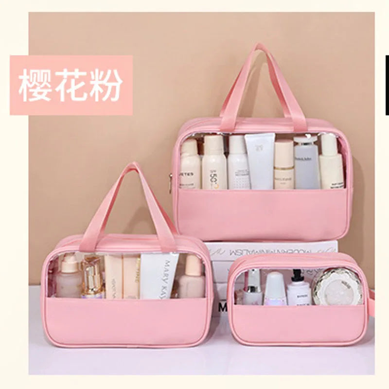 Portable Travel Cosmetic Bag Women Transparent Makeup Bag Large-Capacity Bath Wash Bags Multifunction Waterproof Storage Case