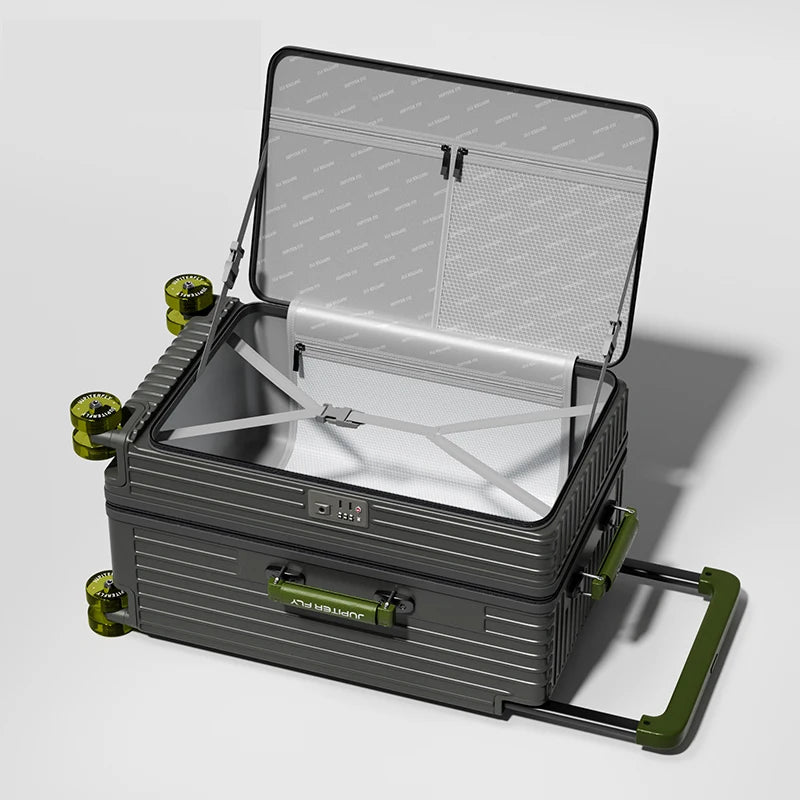 New Luggage 20 inch Carry-on Suitcase Side Opening Travel Suitcase Aluminum Frame Trolley Case 30 inch Large Capacity Luggage