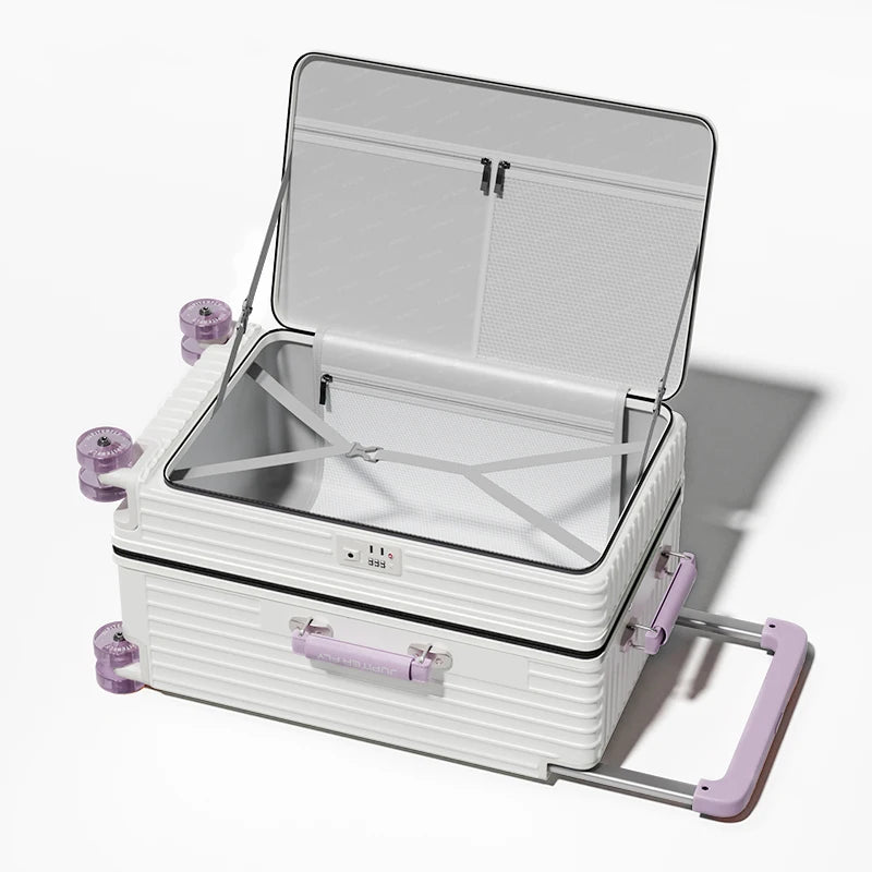 New Luggage 20 inch Carry-on Suitcase Side Opening Travel Suitcase Aluminum Frame Trolley Case 30 inch Large Capacity Luggage