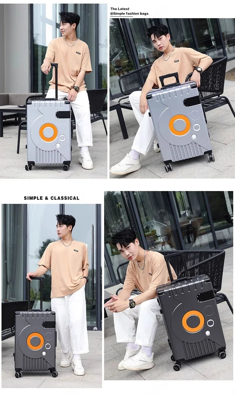 Aluminum Frame Suitcase Super Silent Combination Lock Boarding Rolling Luggage Fashion New Trolley Case 20/22/24/28 Inch