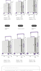 New Luggage 20 inch Carry-on Suitcase Side Opening Travel Suitcase Aluminum Frame Trolley Case 30 inch Large Capacity Luggage