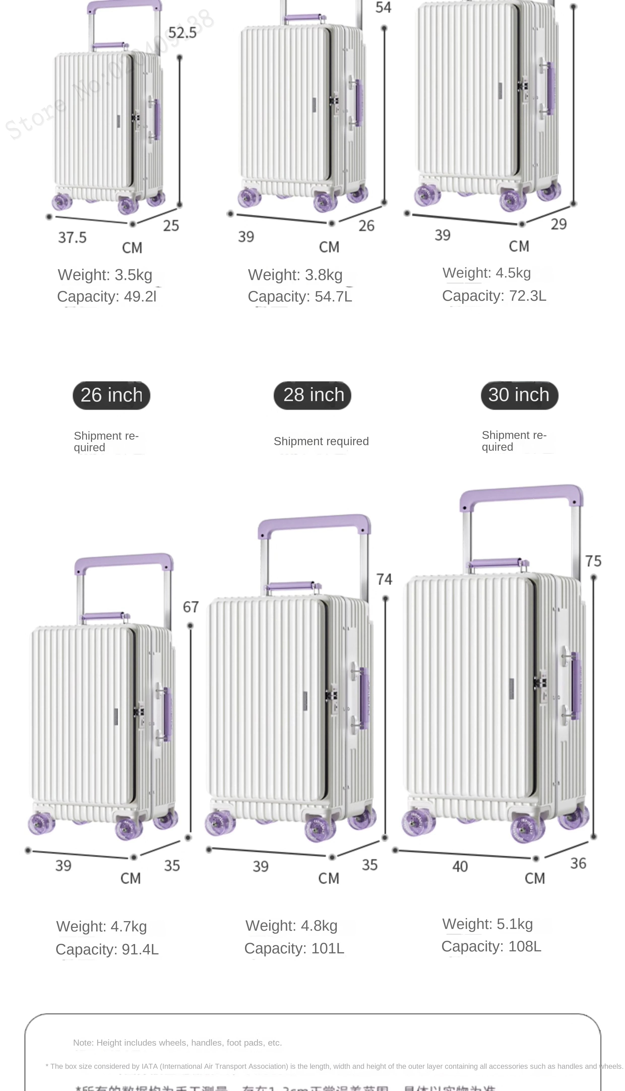New Luggage 20 inch Carry-on Suitcase Side Opening Travel Suitcase Aluminum Frame Trolley Case 30 inch Large Capacity Luggage