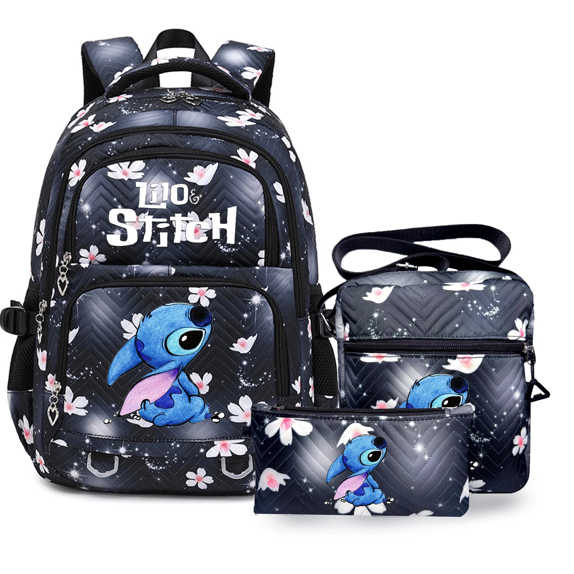 Stitch Large Capacity Backpack Daypack Lightweight Schoolbag Casual Travel Knapsack for Women Girls Pen Lunch Bags