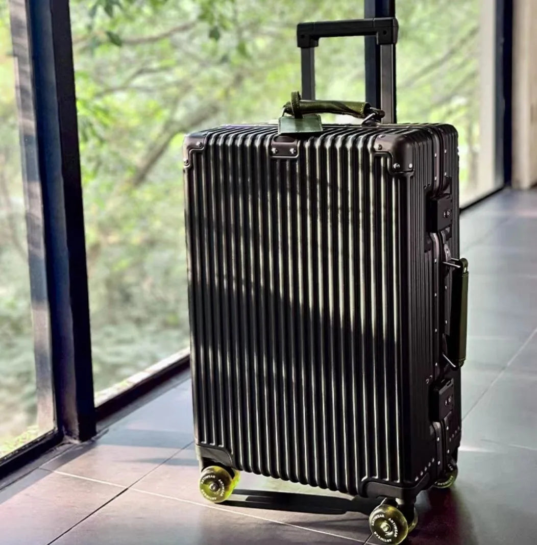 Suitcase Aluminum Frame with Colorful Silent Spinner Wheel TSA Lock Travel Trolley Case 20"Carry-on High-quality Rolling Luggage