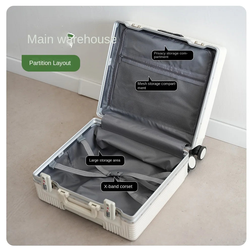 18 Inch Trolley Case Travel Suitcase Boarding Case Aluminum Frame Password Box Suitcase Universal Wheel Rolling Luggage Bag