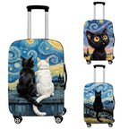 Cute Black Cat in Van Gogh Oil Painting Luggage Cover for Travel Elastic Anti-dust Suitcase Covers Trolley Case Protective Cover