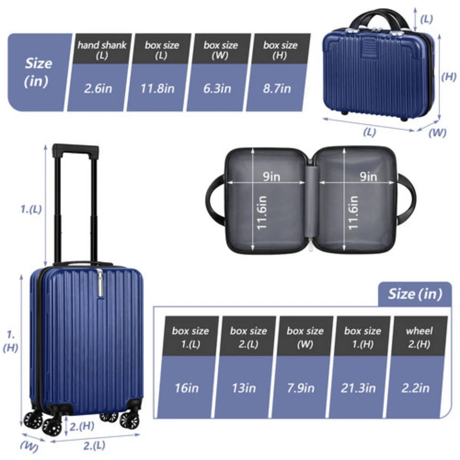 2-Piece Hardshell Luggage Set (20"+14") with Spinners and TSA Lock
