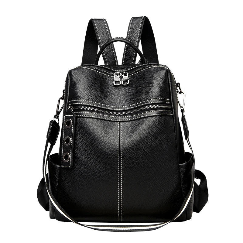 2023 Vintage Women Backpack Large Capacity School Bags Teenagers Girls School Backpack High Quality Genuine Leather Shoulder Bag