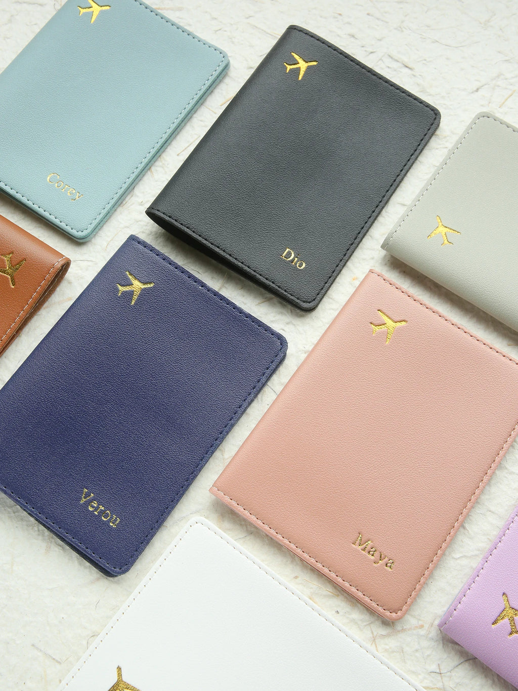 2PCS Custom Name Passport Holder & Luggage Tag Set Customized Gold Monogram Name Faux Leather Passport Cover with a Luggage Tag
