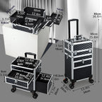 Rolling Makeup Case with Wheels Drawers Large Professional Cosmetology Trolley Case Lockable Travel Cosmetic Storage Train Cases