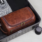 Leather Toiletry Bag for Men Women Dopp Kit Mens Hanging Toiletry Bag Travel Toiletry Bag for Traveling Large Cosmetic Bag for T