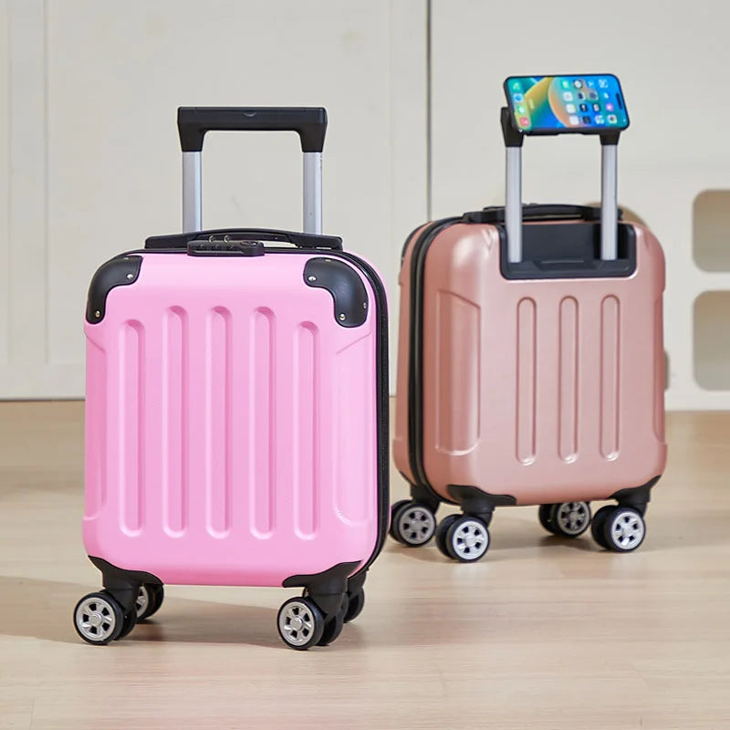 14 inch suitcase with phone holder for easy carrying during travel 360 degree roller suitcase for business purposes suitcase