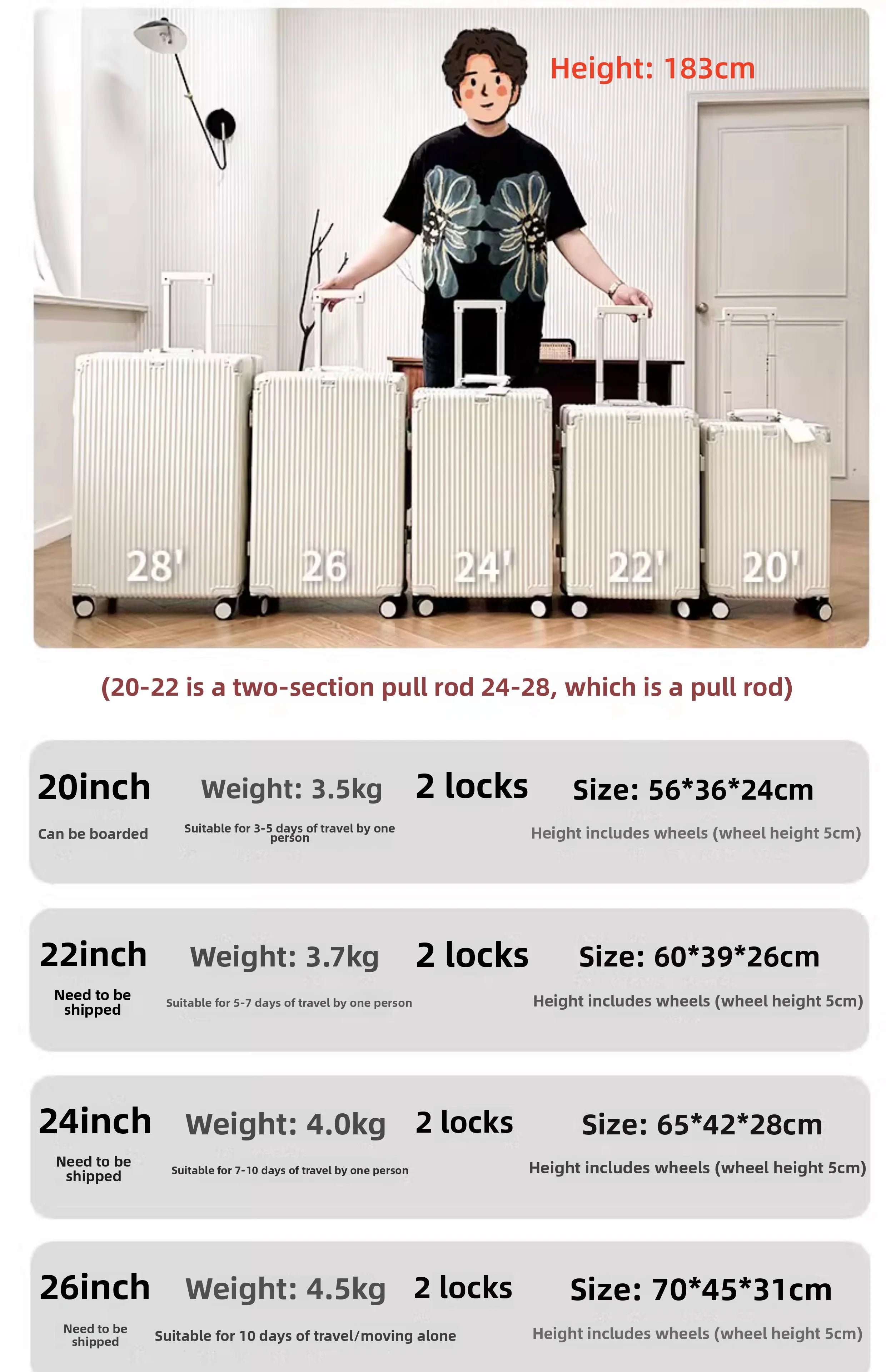Suitcase Aluminum Frame with Colorful Silent Spinner Wheel TSA Lock Travel Trolley Case 20"Carry-on High-quality Rolling Luggage