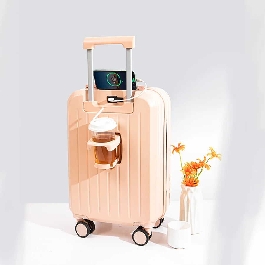 Small fresh luggage lightweight travel multifunctional luggage solid color student suitcase silent universal luggage and bag