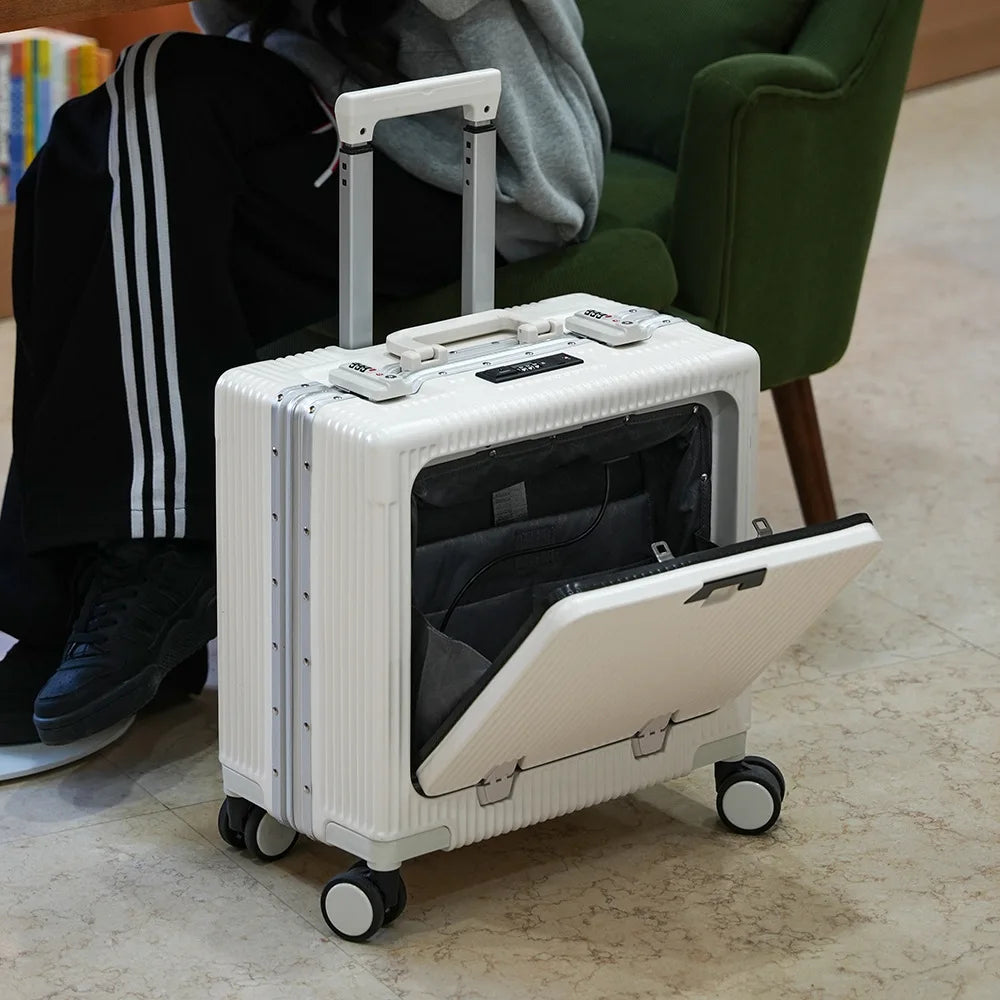 18 Inch Trolley Case Travel Suitcase Boarding Case Aluminum Frame Password Box Suitcase Universal Wheel Rolling Luggage Bag