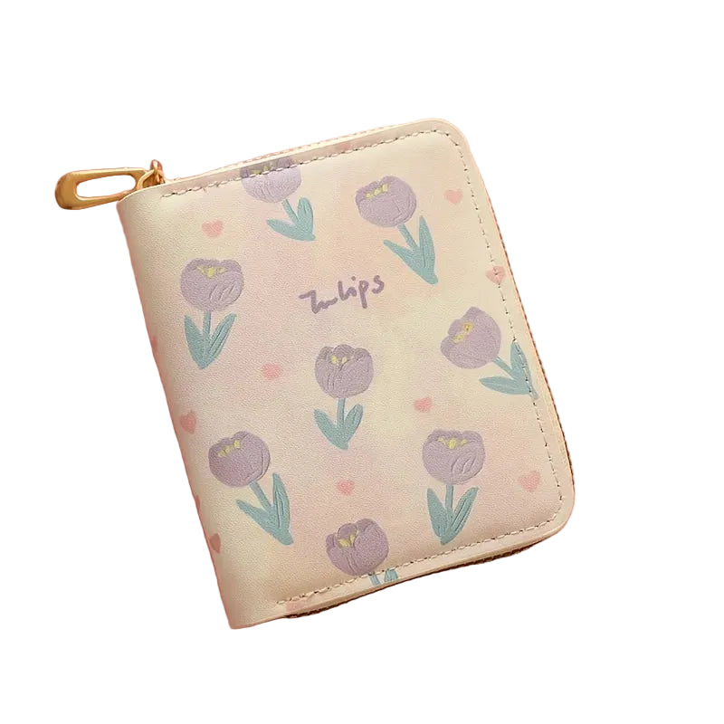 Floral Zipper Mini Wallet