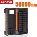 Lenovo 500000mAh Solar Power Bank Waterproof Outdoor Dual USB Ports Portable Solar Phone Charger Powerbank for Camping Travel
