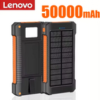 Lenovo 500000mAh Solar Power Bank Waterproof Outdoor Dual USB Ports Portable Solar Phone Charger Powerbank for Camping Travel