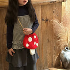 Cartoon Mushroom Girls Plush Shoulder Bags Cute Baby Kids Faux Lamb Wool Crossbody Bag Winter Boys Soft Handbags Coin Purse