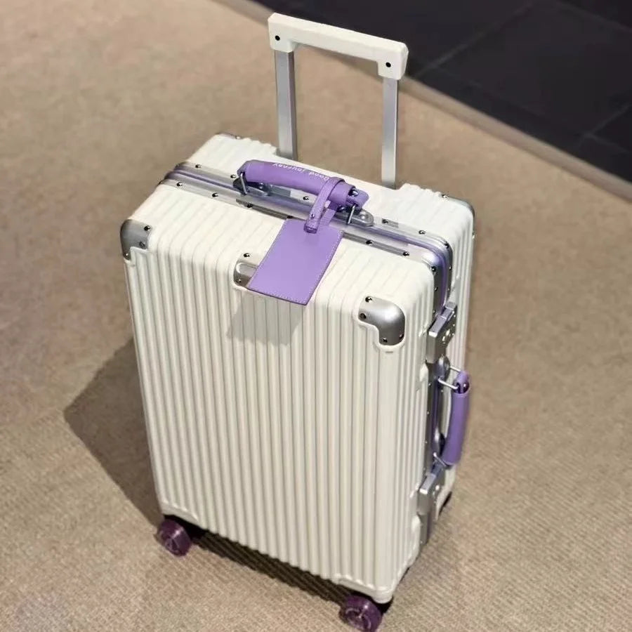 Suitcase Aluminum Frame with Colorful Silent Spinner Wheel TSA Lock Travel Trolley Case 20"Carry-on High-quality Rolling Luggage