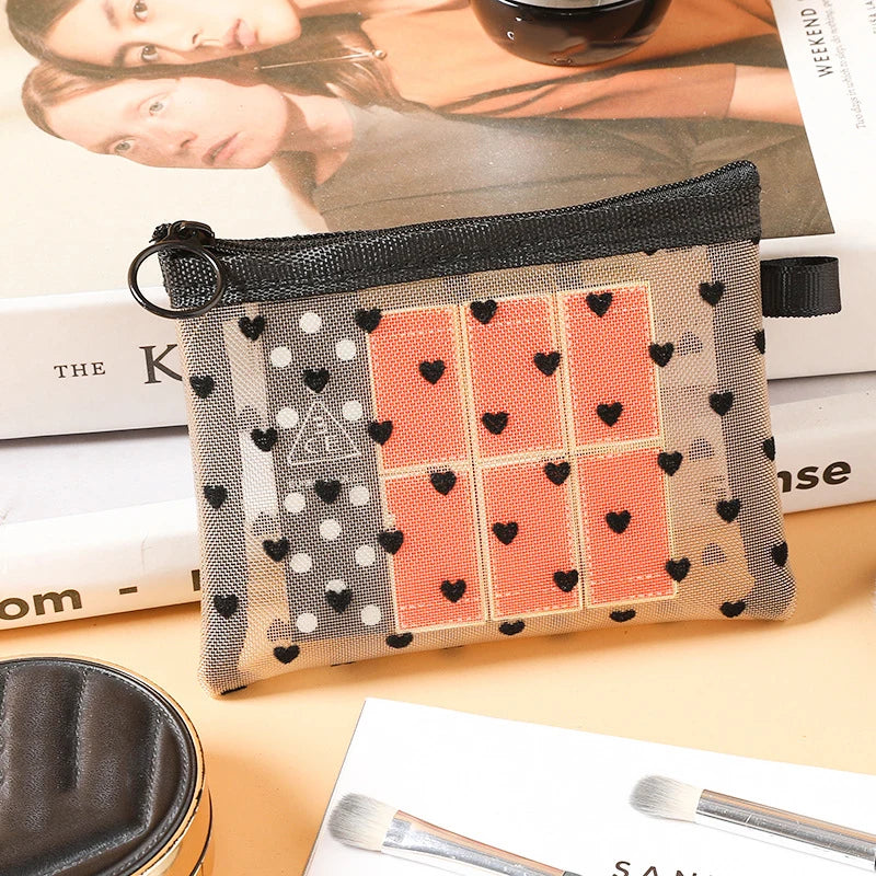 Transparent Makeup Bag (heart print)