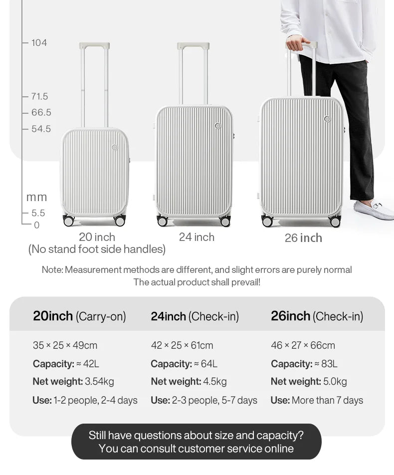 Mixi Carry-On Hardshell Luggage with Cup and Phone Holder with Spinner Wheels (20, 24, or 26")