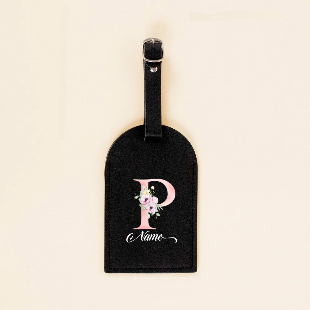 Personalised PU Leather Luggage Tag Initial with Name Suitcase Label Baggage Bags Tags Travel Accessorie Wedding Birthday Gift