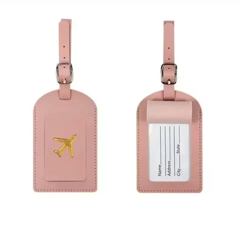 Hot Stamping Airplane Travel Luggage Tag Pu Leather Thickened Handbag Tag Passport Cover
