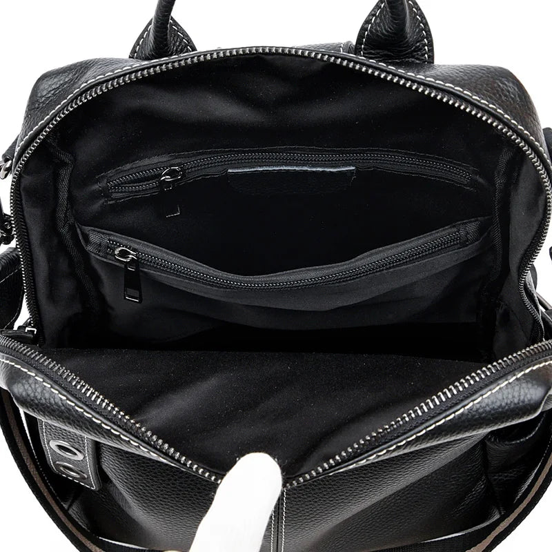 2023 Vintage Women Backpack Large Capacity School Bags Teenagers Girls School Backpack High Quality Genuine Leather Shoulder Bag