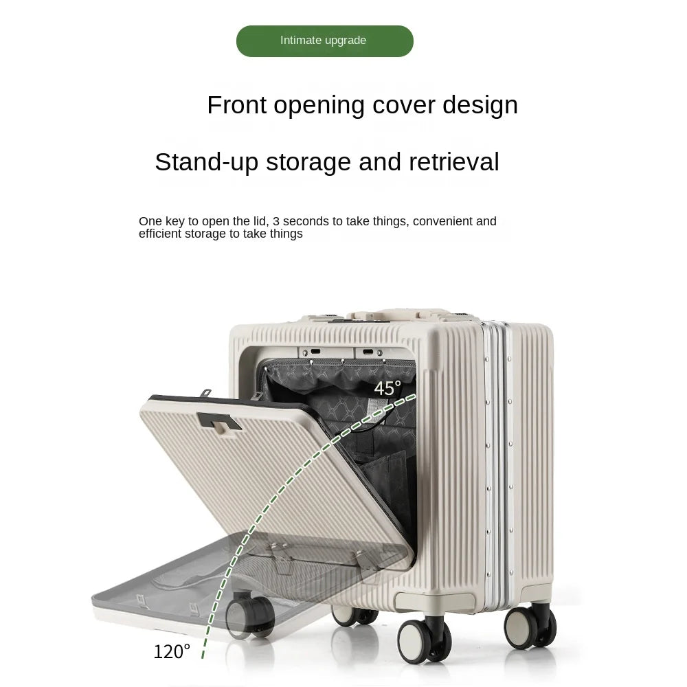 18 Inch Trolley Case Travel Suitcase Boarding Case Aluminum Frame Password Box Suitcase Universal Wheel Rolling Luggage Bag
