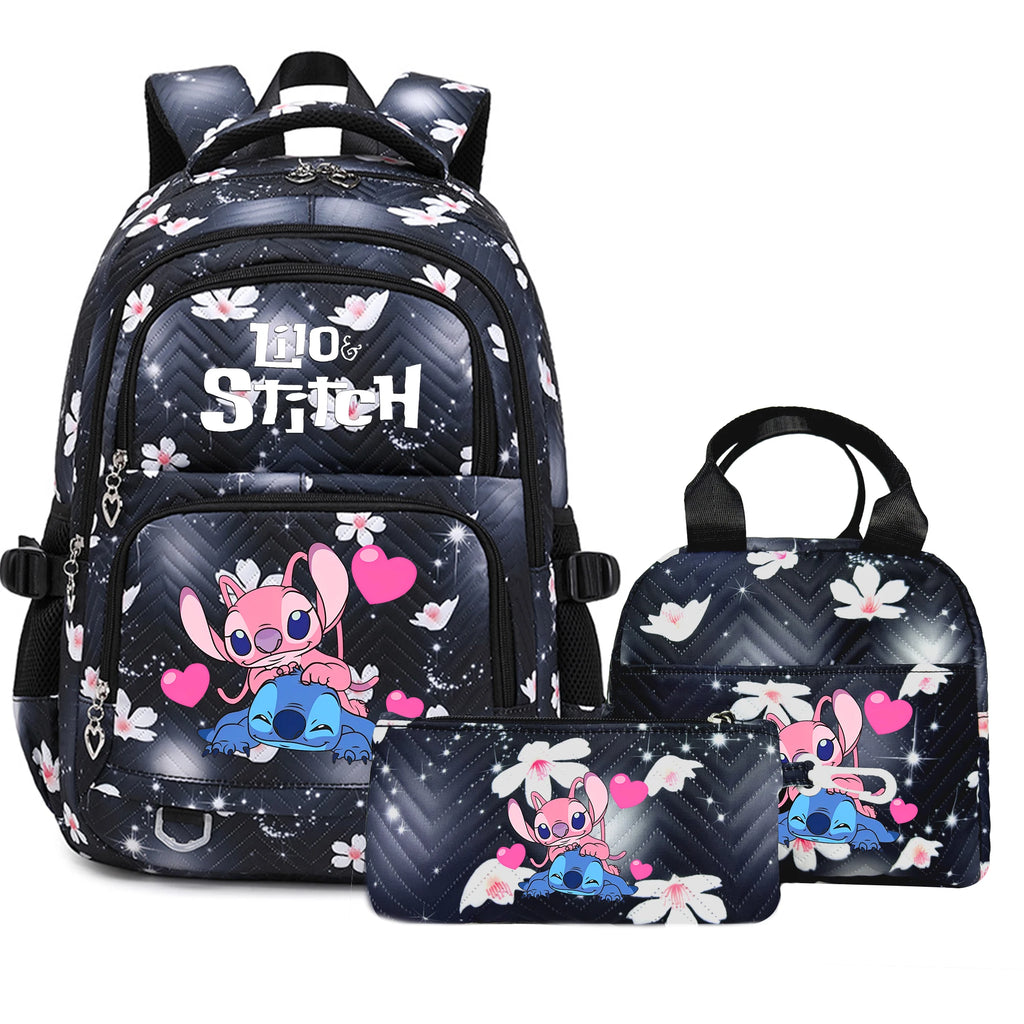 Stitch Large Capacity Backpack Daypack Lightweight Schoolbag Casual Travel Knapsack for Women Girls Pen Lunch Bags