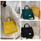 Rilibegan Shoulder Bag For Women New Style Simple Corduroy Portable Large Capacity Bag Ins Fashion Trend Small Square Handbag