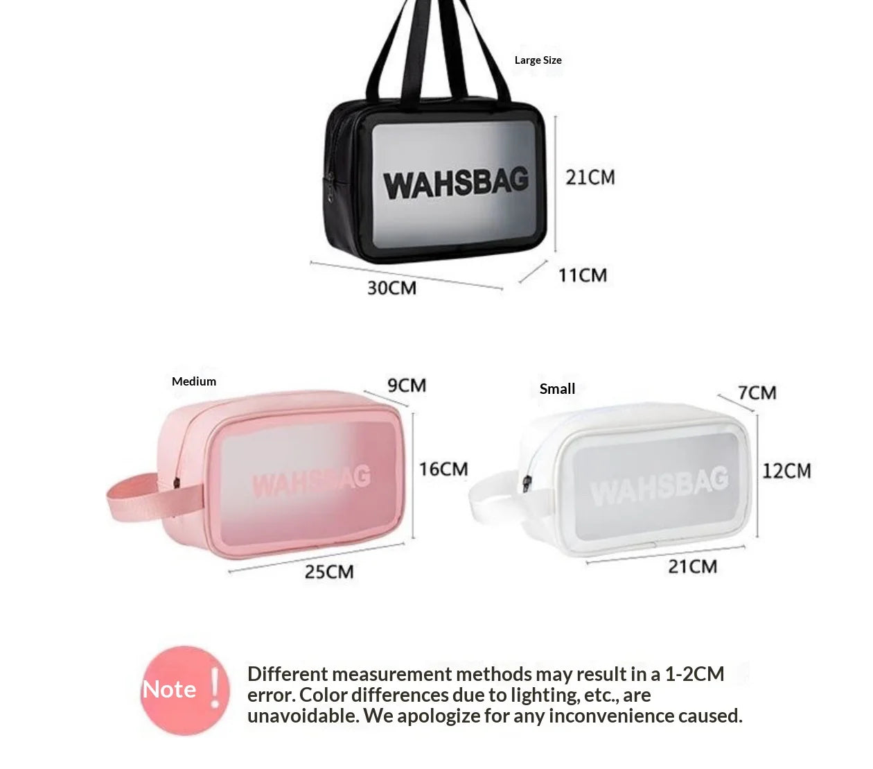 Homefish Pu Transparent Three Piece Makeup And Toiletries Bag, Large Capacity Pvc Semi Transparent Frosted Portable Storage Bag