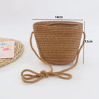 New Summer Children Girls Shoulder Bag Creative Pure Color Straw Messenger Bag Kids Coin Purse Cute Princess Mini Handbag