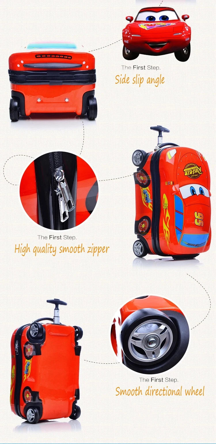 Anime Supercar Child Boy Girl Toys Trolley Suitcase cute cartoon Children's luggage Wheel Suitcase Travel Children's Suitcase