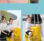 New children's riding suitcase on wheels kids cartoon trolley case travel suitcases can sit and ride horse rolling luggage gifts