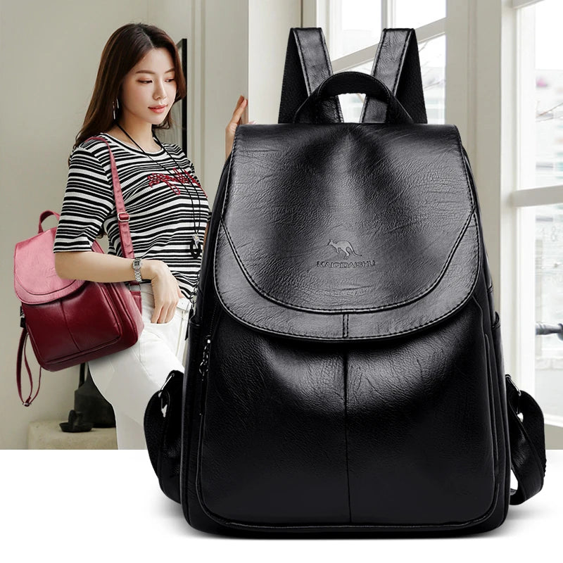 New Women Leather Backpacks High Quality Female Vintage Backpack For Girls School Bag Travel Bagpack Ladies Sac A Dos Back Pack