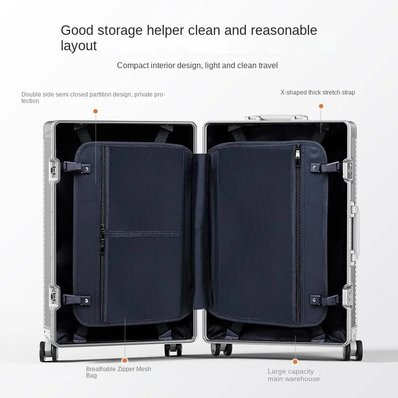All-magnesium-aluminum alloy Travel Suitcase Rolling Luggage 20-inch Business Boarding Trolley Case With wheels Carry-on Luggage