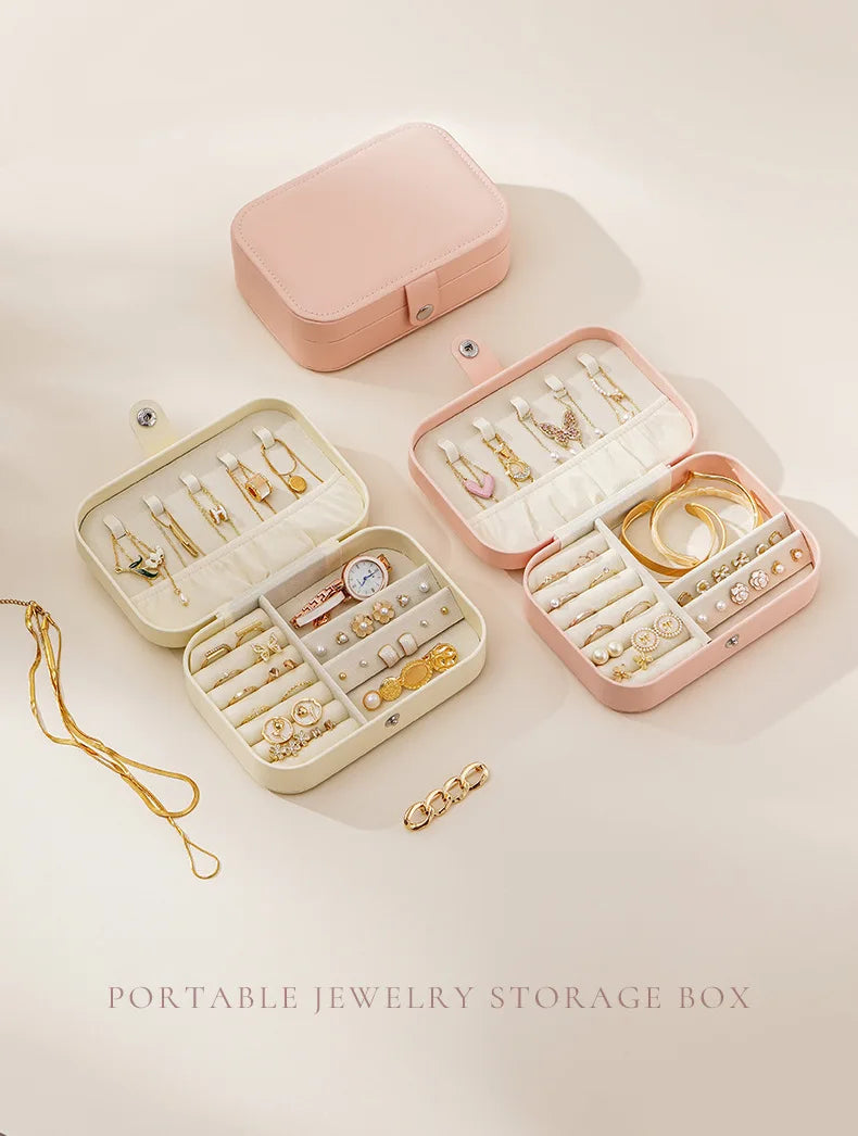 Travel Jewelry Case,Small Jewelry Box,Portable Travel Jewellery Box Trays Organizer Display Storage Case for Rings and Earrings