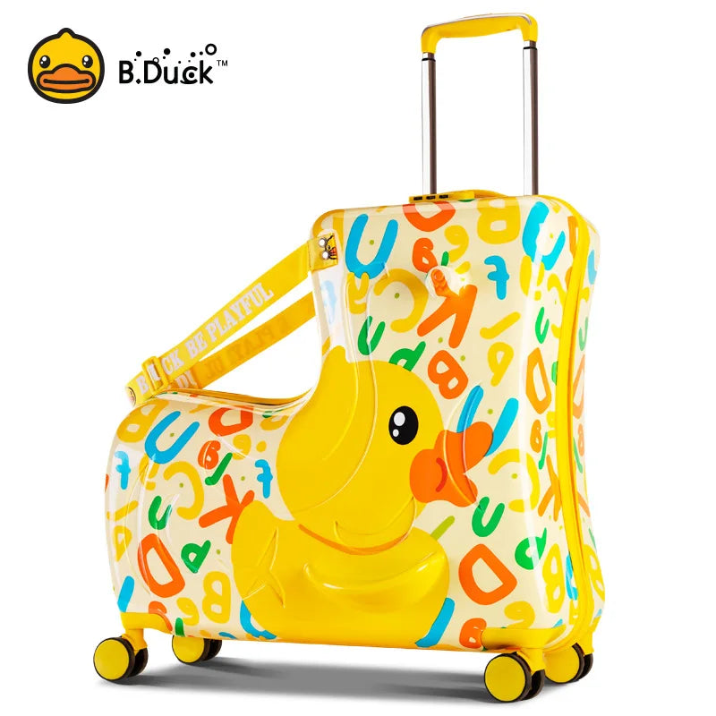 New children's riding suitcase on wheels kids cartoon trolley case travel suitcases can sit and ride horse rolling luggage gifts