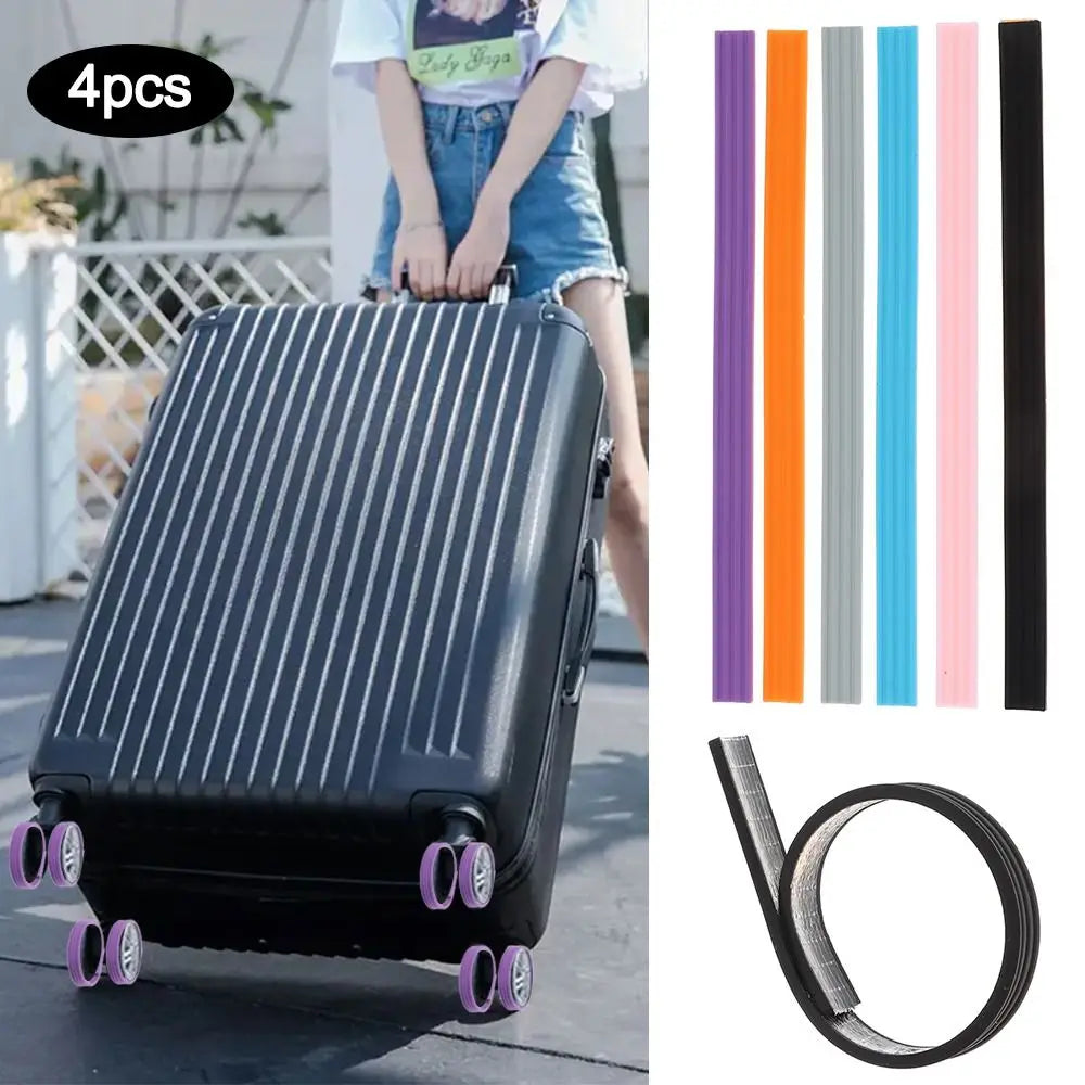 Croppable Luggage Wheels Protector Stickers Luggage Suitcase Wheels Cover Reduce Noise Wheels Sleeve Accessories