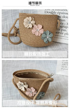 Children's Straw Crossbody Bag Lovely Girls Small Coin Purse Princess Wallet Handbags Baby Kids Mini Summer Shoulder Bags
