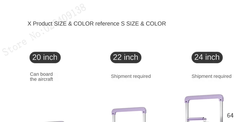 New Luggage 20 inch Carry-on Suitcase Side Opening Travel Suitcase Aluminum Frame Trolley Case 30 inch Large Capacity Luggage