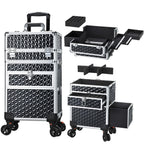 Rolling Makeup Case with Wheels Drawers Large Professional Cosmetology Trolley Case Lockable Travel Cosmetic Storage Train Cases